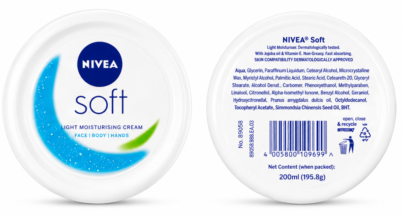 NIVEA Soft Light Moisturising Cream for Face, Body & Hands – 200ml