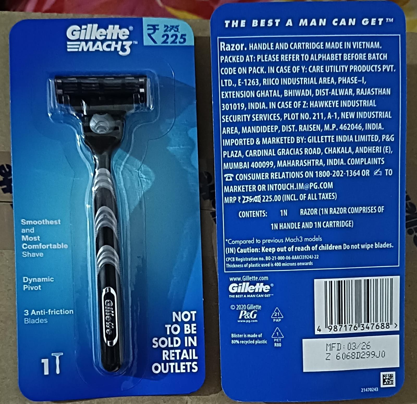 Gillette Mach 3 Razor (Pack of 36)
